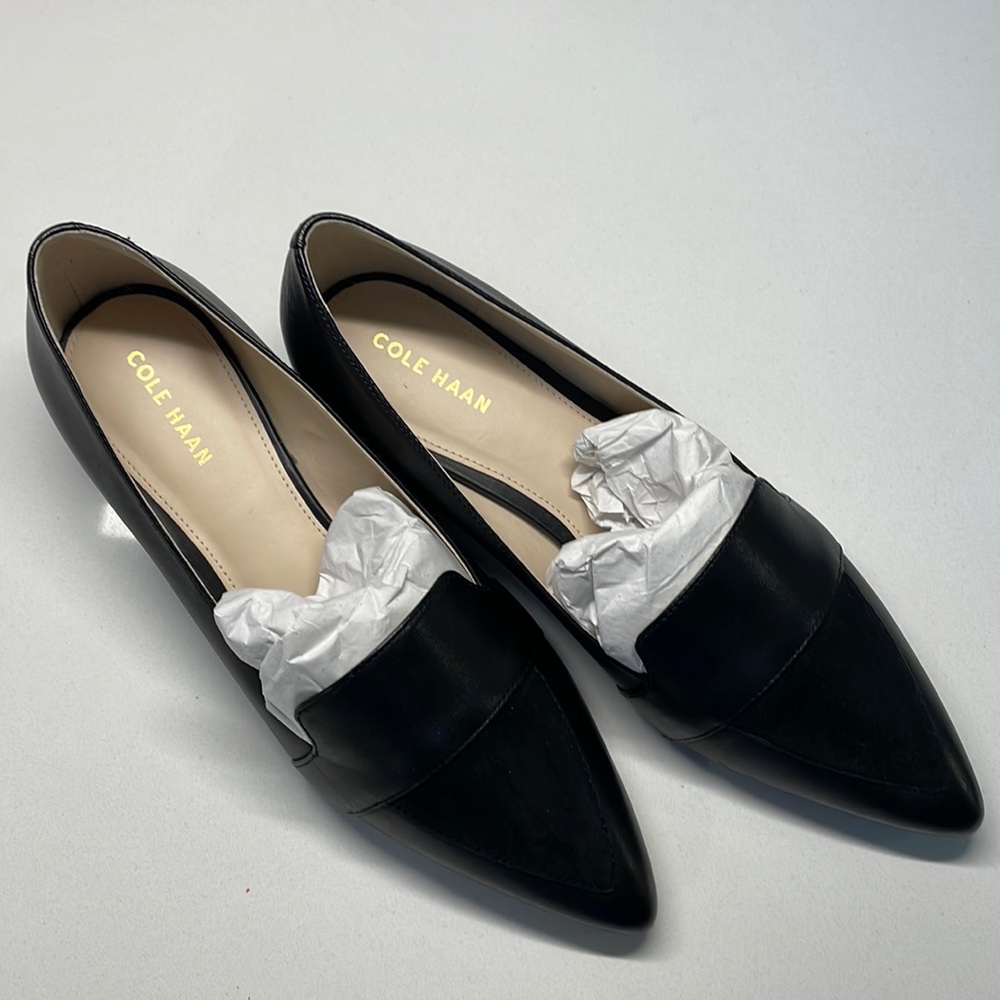 Cole Haan black leather and suede flats